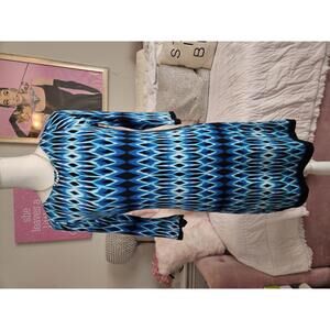 Calvin Klein Vibrant Blue Angular Geometric Pattern Dress Size 2 #57